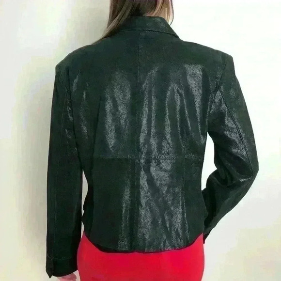Black Suede Leather Jacket, Shacket - Picture 5 of 6